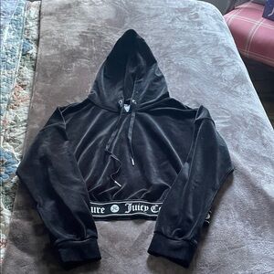 Juicy Couture Black Velvet Cropped Hoodie